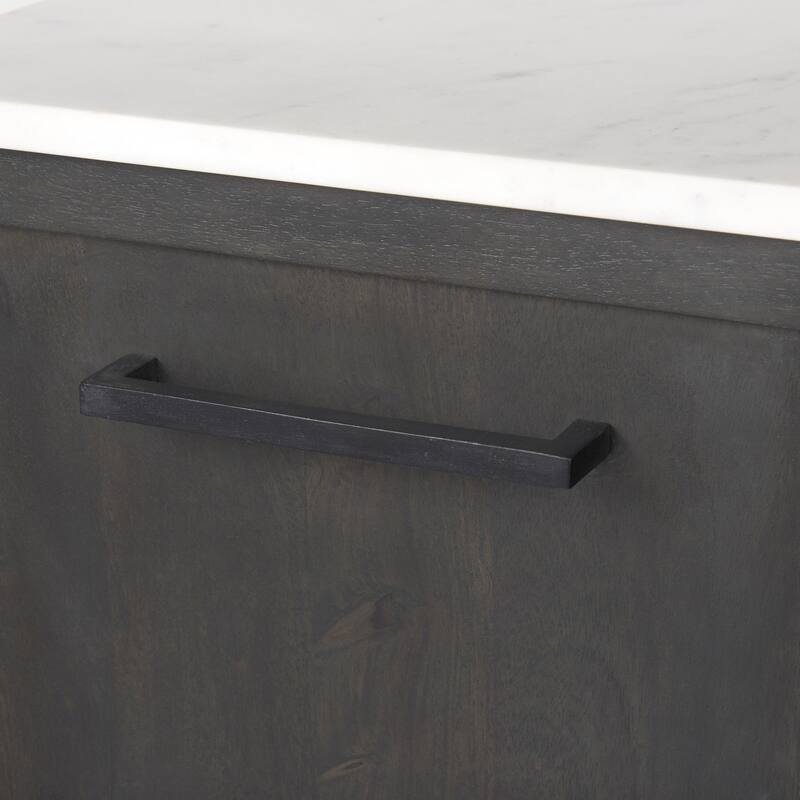 Divina Dark Brown Wood w/ White Marble Top and Black Metal Base Sideboard - 71.0L x 18.5W x 32.0H