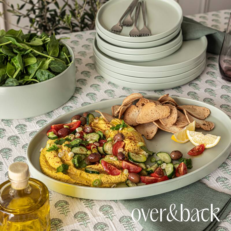over&back Stackable Semi-Matte Stoneware Oval Serving Platter