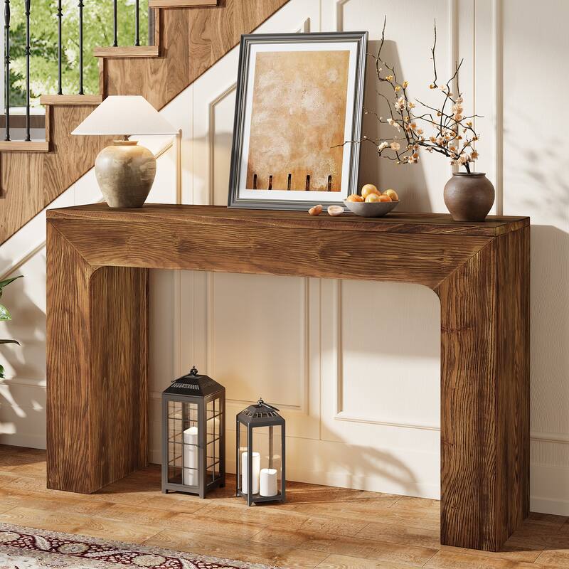 43.3" Solid Wood Console Table with Double Base