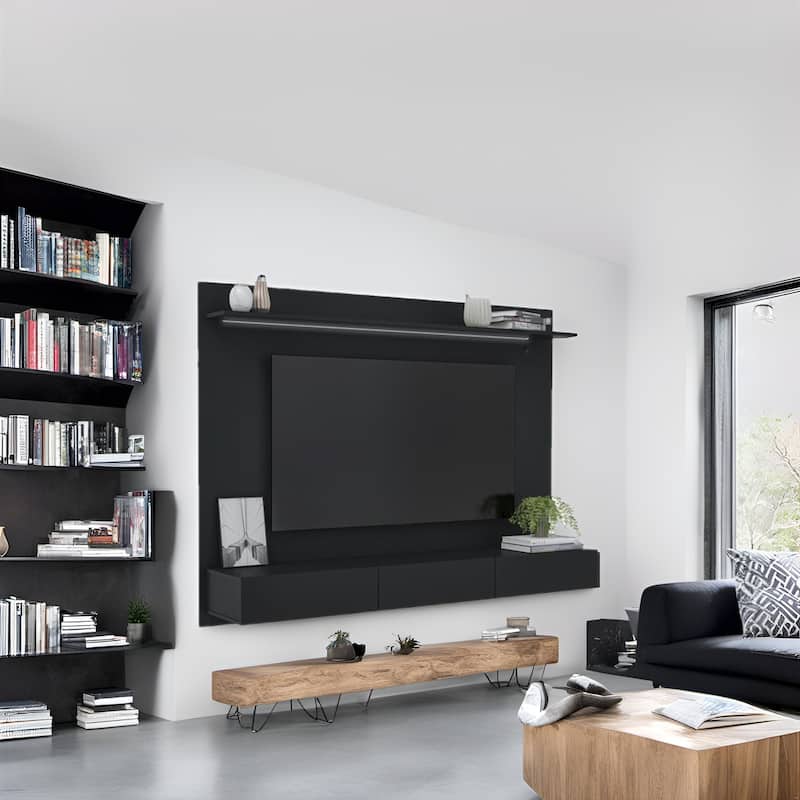 Modern Wall-Mounted Entertainment Center - Floating TV Panel for Up to 70-Inch TVs, Freestanding Design