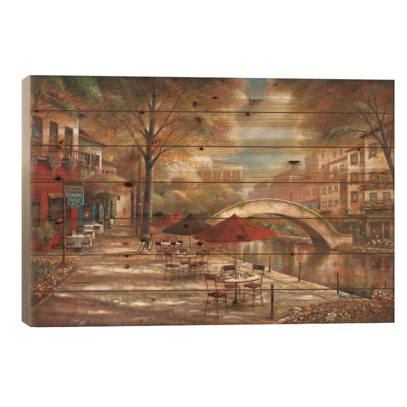 Riverwalk Charm Print On Wood by Ruane Manning - Multi-Color - 18x26x1.5