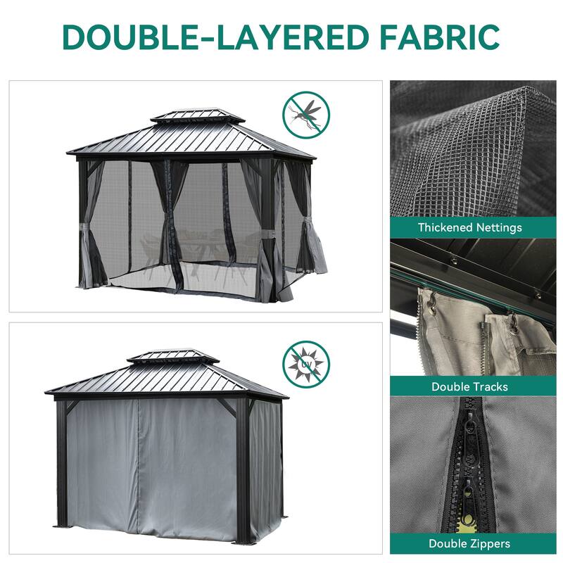 12 Ft. W x 10 Ft. D Aluminum Patio Gazebo