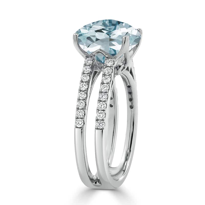 Auriya Modern 3ct Cushion-cut Aquamarine and Diamond Engagement Ring 1/4cttw 14k Gold