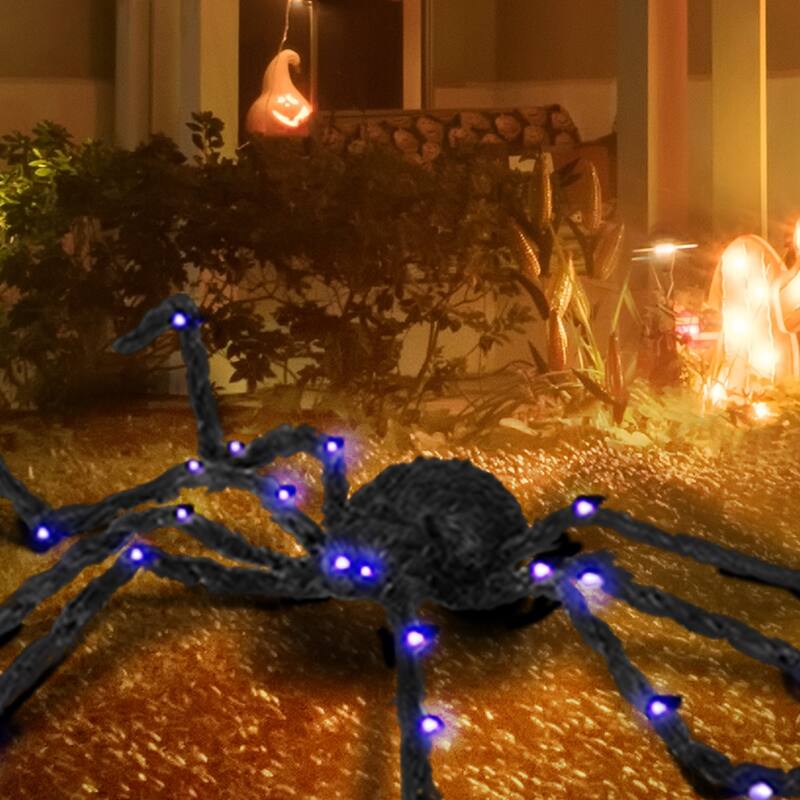 3.25" Outdoor Halloween Decoration, Light-up Oversized Spider Halloween Prop with Light Up Bendable Legs