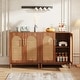 preview thumbnail 4 of 19, Set of 2 Rattan Sideboard, 59 Inch Buffet Cabinet with Doors, Accent Cabinet