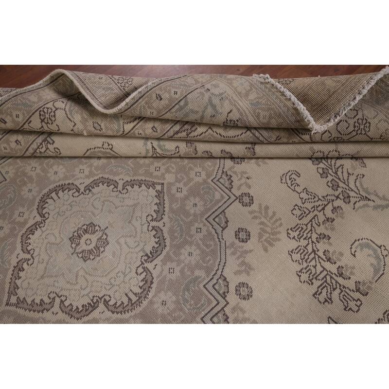 Distressed Tabriz Vintage Persian Rug Handmade Wool Carpet - 6'7" x 9'6"