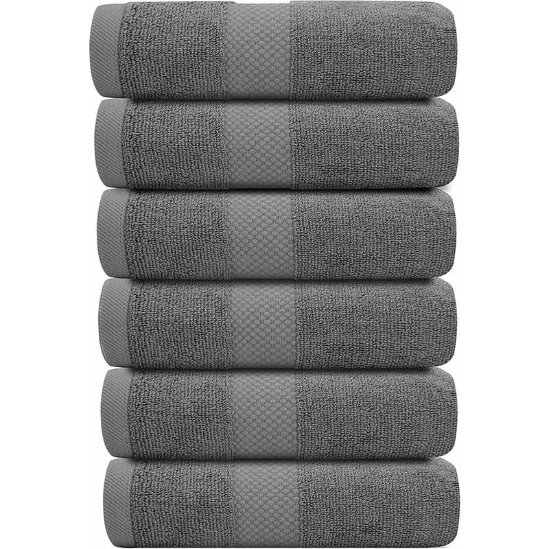 White Classic Luxury Cotton Hand Towel 16x30 - Set of 6