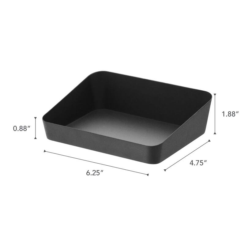 Yamazaki Home Vanity Tray - Angled - Two Sizes, Steel, 5.25" x 7" - L 5.31 x W 6.89 x H 1.97 inches