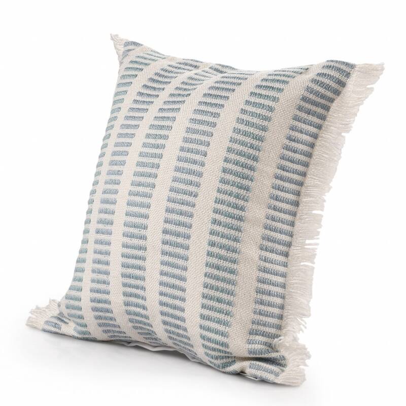 HomeRoots 20" Blue And Ivory Striped Throw Pillow