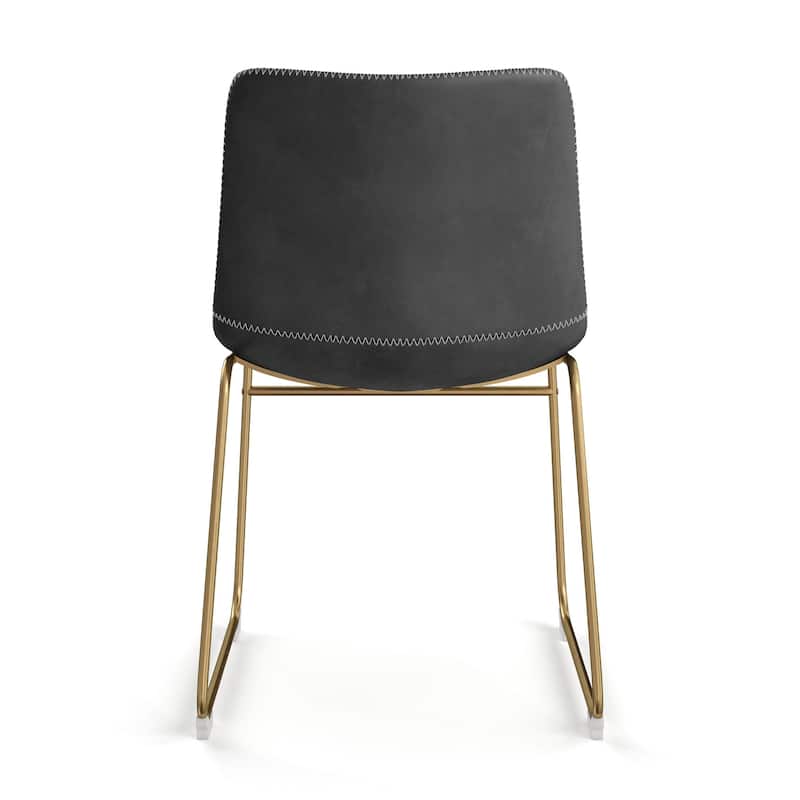 Petra Vegan Leather Side Chairs with Gold Legs (Set of 2)