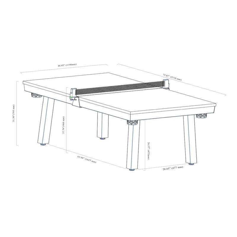 Newport Outdoor Patio 7ft Slate Pool Table 6-Seater Dining Set with 4 Benches & Accessories, White Finish