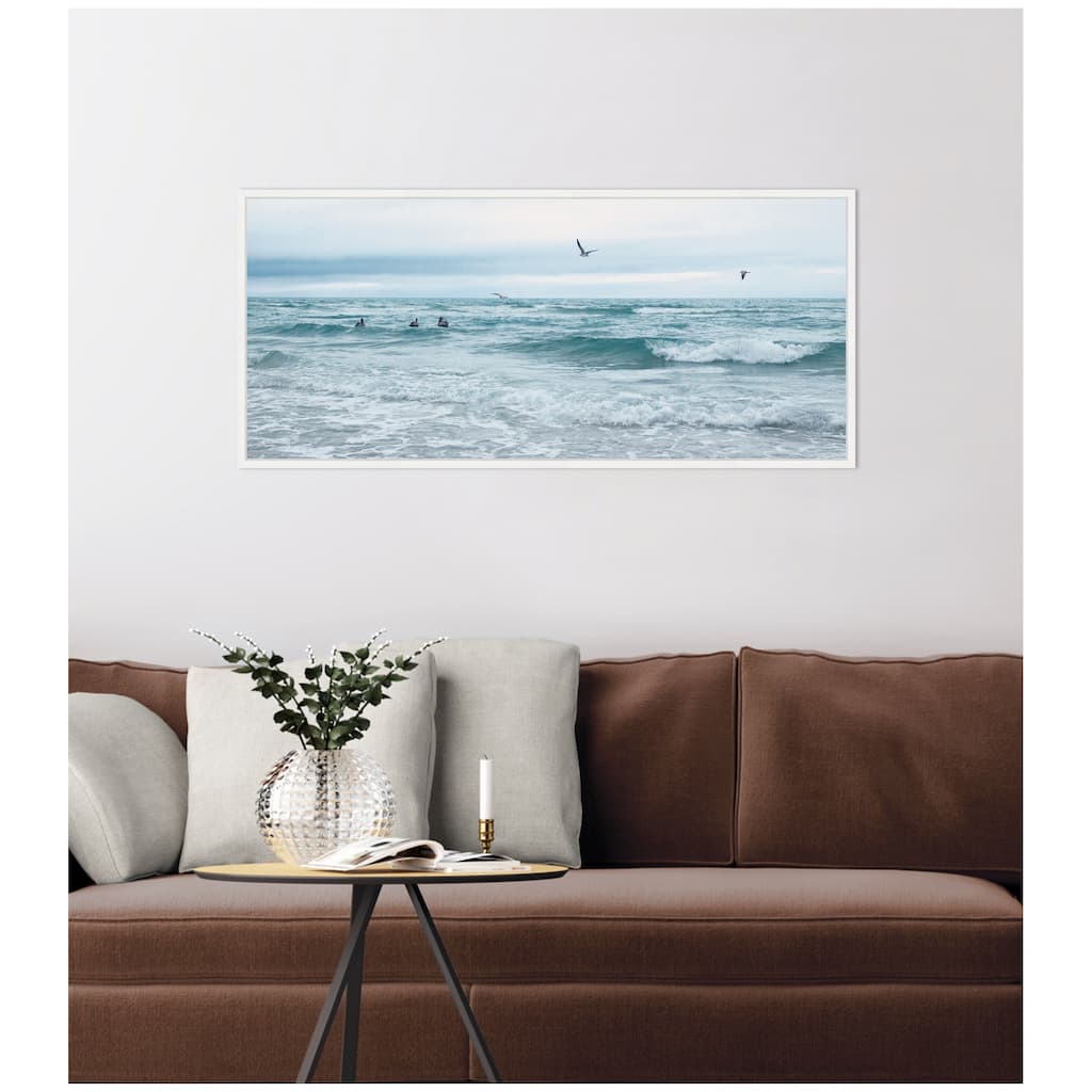 Kate and Laurel Ocean Swim Panel by Stephanie Klatt Framed Canvas Wall Art Print