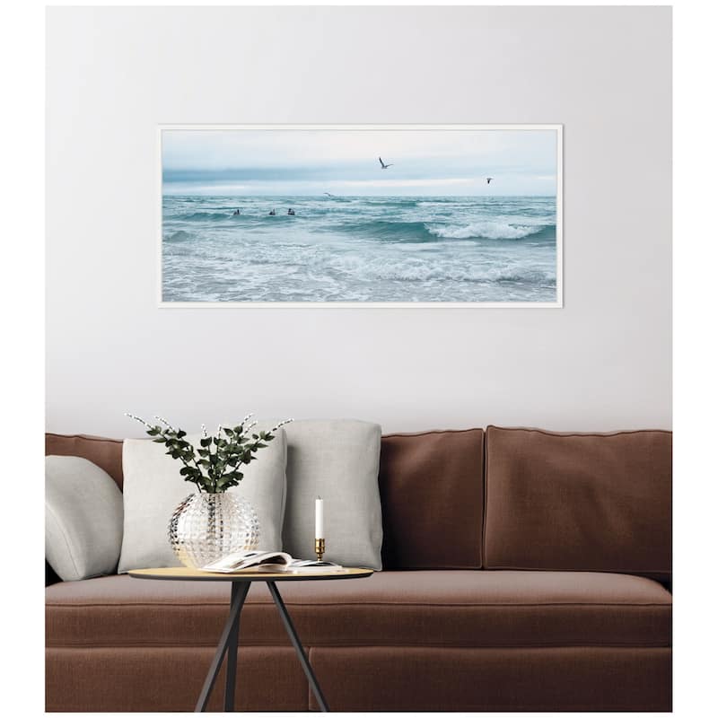 Kate and Laurel Ocean Swim Panel by Stephanie Klatt Framed Canvas Wall Art Print
