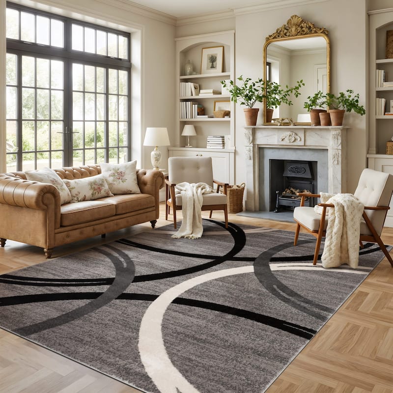 World Rug Gallery Contemporary Abstract Circles Design Area Rug