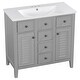 preview thumbnail 18 of 34, 36" Bathroom Vanity with Ceramic Basin with Two Cabinets and Five Drawers