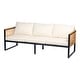 preview thumbnail 6 of 15, Christopher Knight Home - Mason 3-Piece Acacia Wood and Metal Patio Sofa Set for Stylish Outdoor Comfort