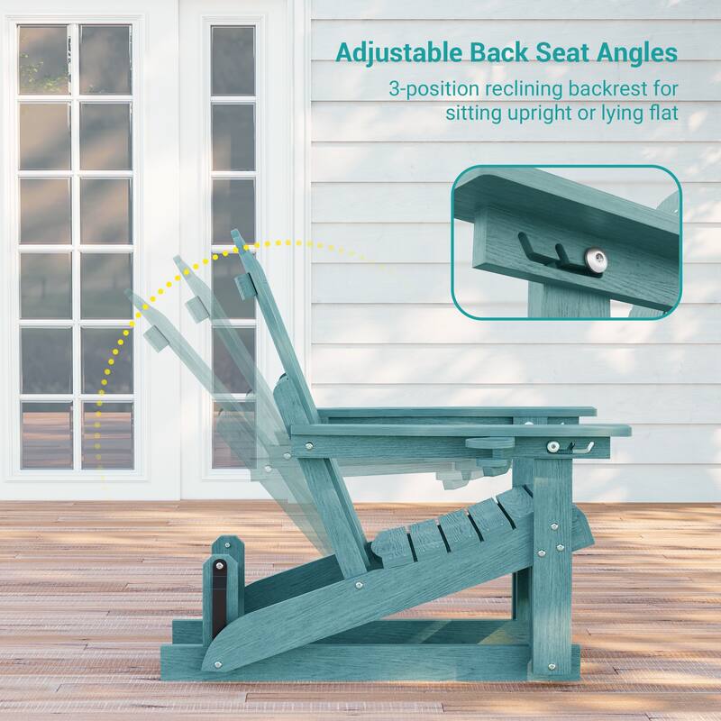 Glider Adirondack Chair 3-Position Adjustable, HDPE Wood-Like Texture