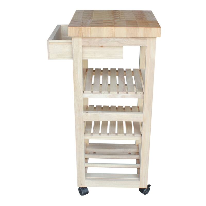 Porch & Den Estelle Unfinished Solid Parawood Kitchen Trolley