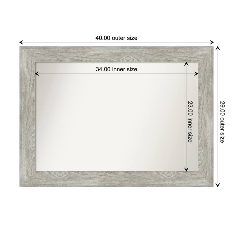 Dove Greywash Framed Non-Beveled Custom Wall Mirror, Bathroom Vanity Mirror - Outer Size: 40 x 29