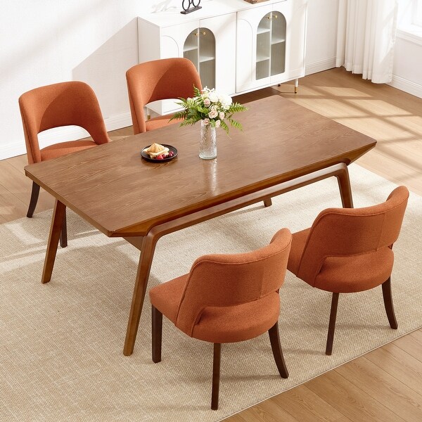 HOMYKA Solid Hardwood Fabric Dining Chair, Mid-Century Modern - On