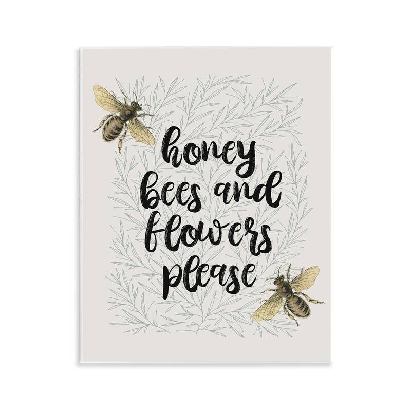 Stupell Honey Bees & Flowers Please Wall Plaque Art Design By Lil' Rue - 11 x 14