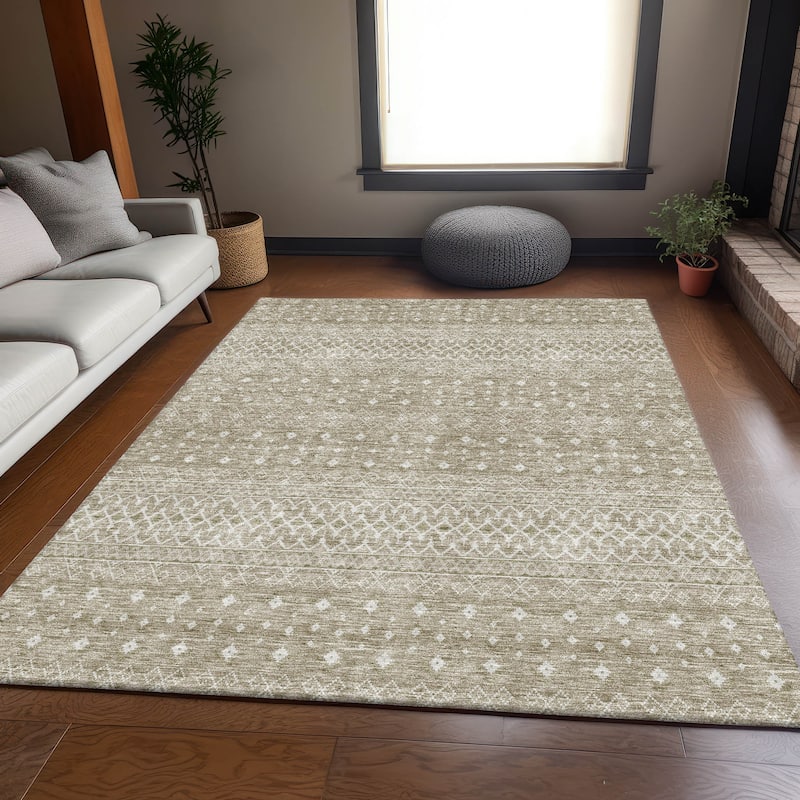 Premium Washable Super Soft Boho Geo Mayfield Rug - Taupe - 5' x 7' 6" - Rectangle