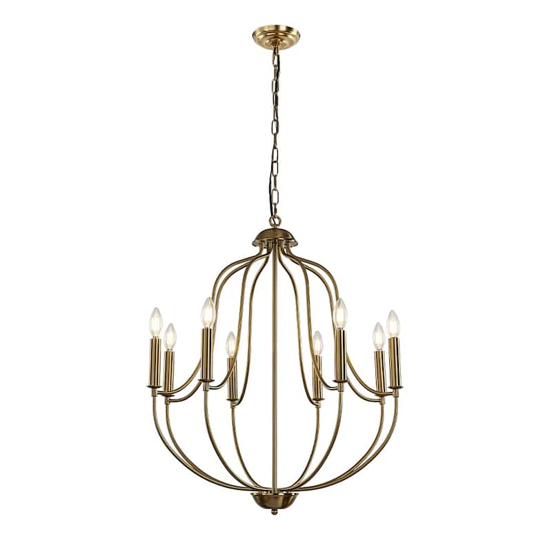 26'' 8-Light Modern Matt Black Classic Candelabra Chandelier Farmhouse Candle Pendant Light For Living Room Dining Room - W26''