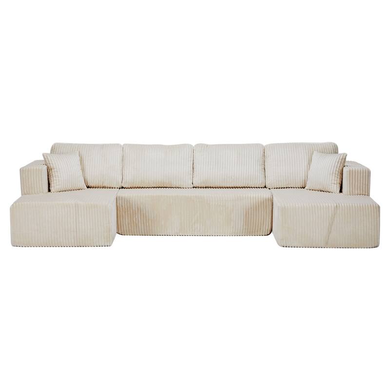 U-Shaped Modular Sectional Sofa, Modern Minimalist Corduroy Couch