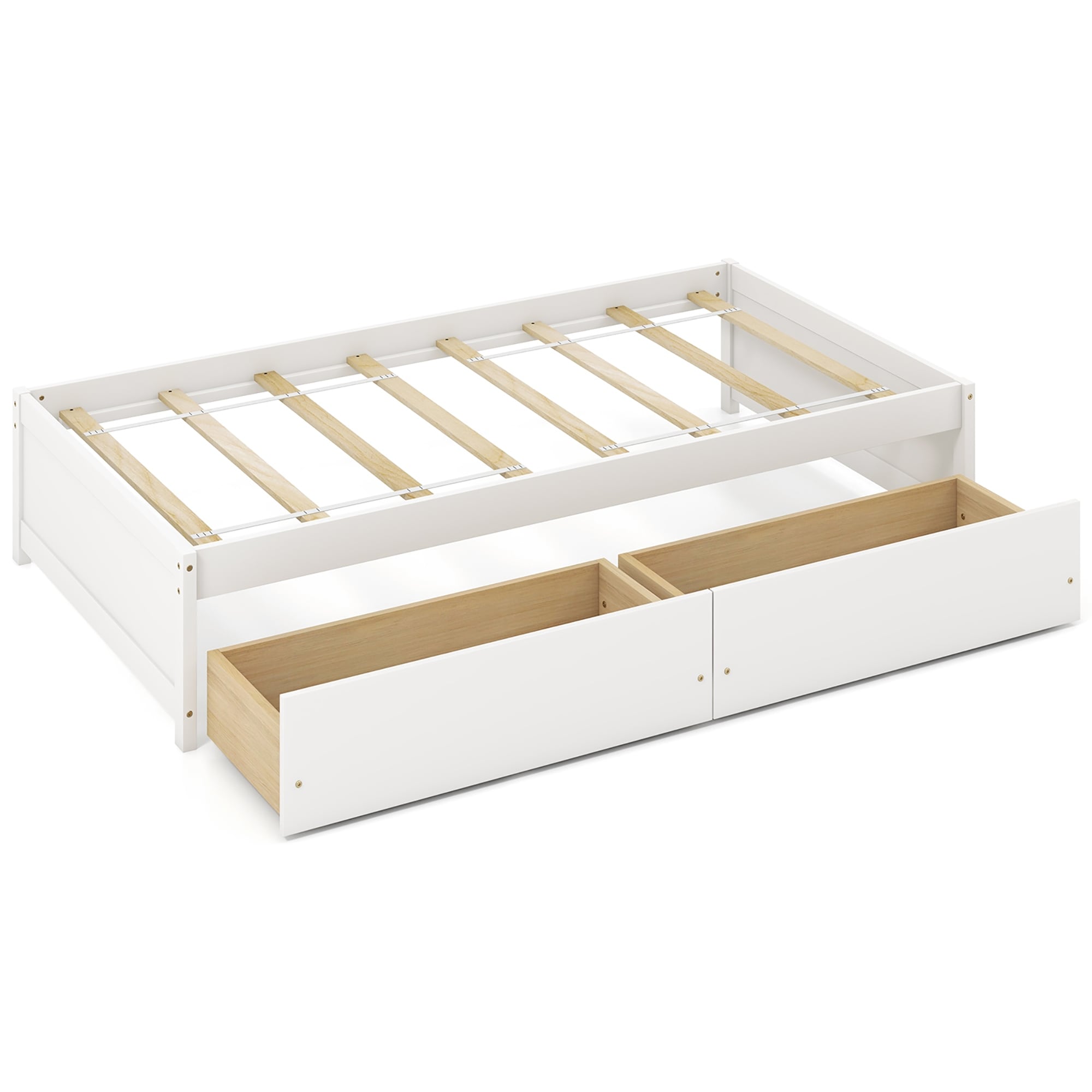 Gymax Twin Size Captain Bed w/ 2 Drawers Slats Support Twin Daybed