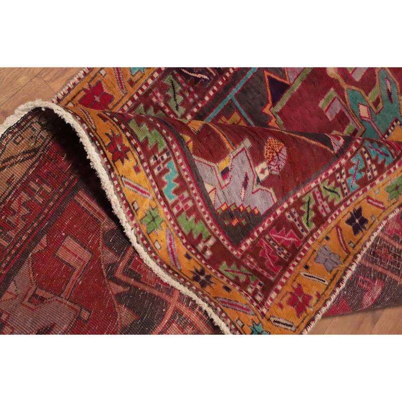 Hand Knotted Oriental 100% Wool Carpet Traditional Tribal Greys & Charcoal Ardebil Runner Rug - 10' 4'' X 3' 10''