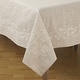 preview thumbnail 3 of 4, Embroidered Swirl Design Natural Linen Blend Tablecloth