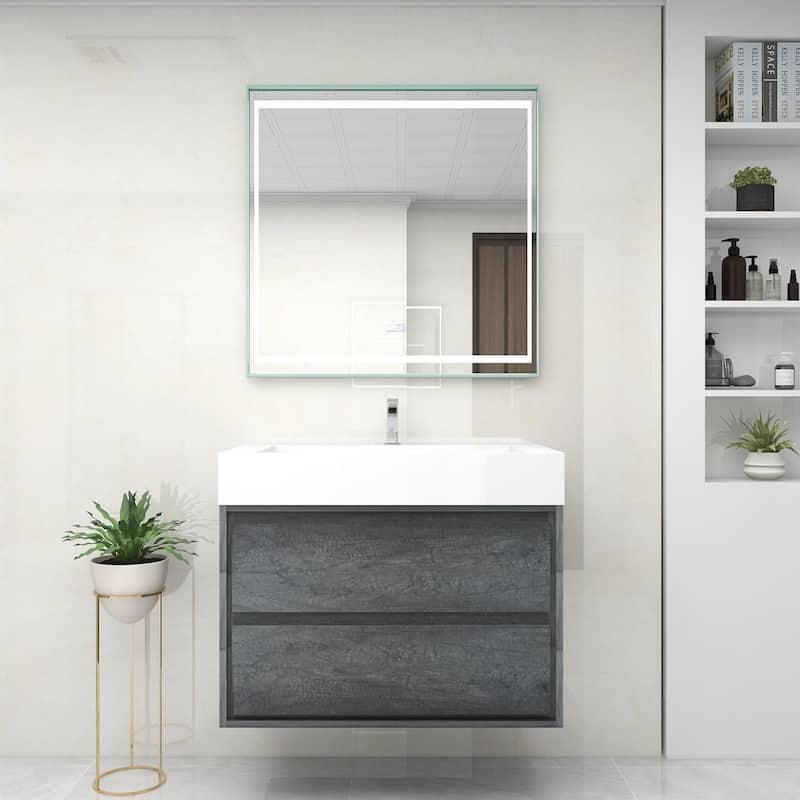 Victoria 36" Wall Mounted Modern Vanity with Acrylic Sink