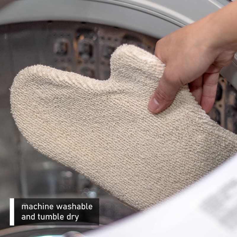 Country Cottons 100% Cotton Set of 2 Heavy Duty Heat Resistant Machine Washable Made in America Oven Mitts (Natural)