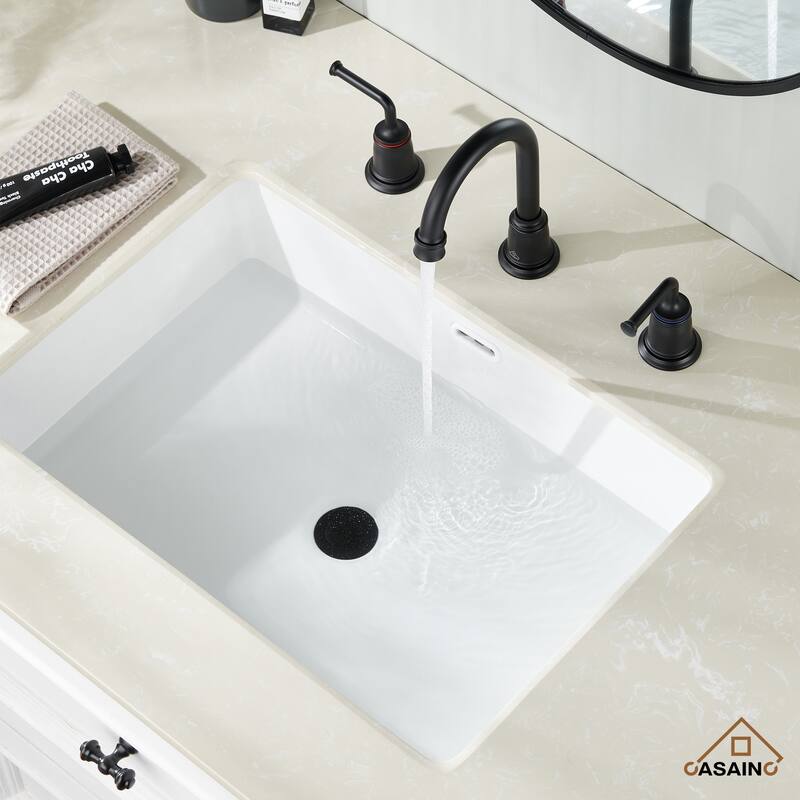 8 in. Widespread Double Handle Bathroom Faucet with Drain Kit Included