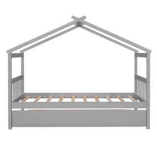 Whimsical Twin House Bed with Trundle - Solid Pine Frame