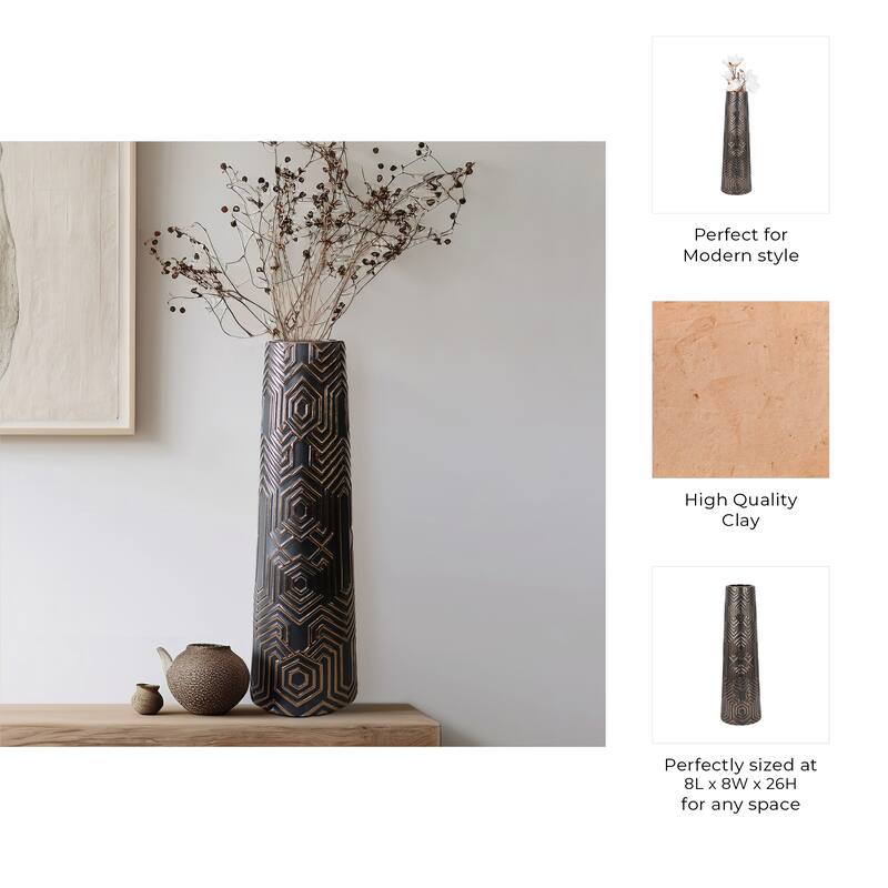 Clay Geometric Contemporary Decorative Vase