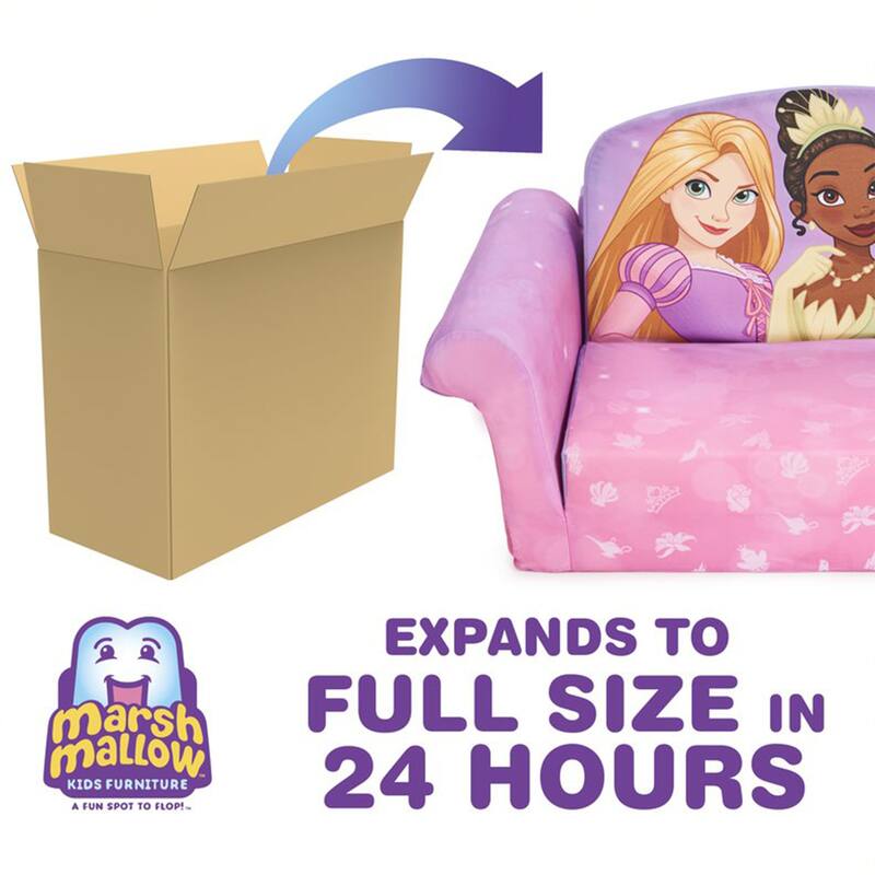 Marshmallow Furniture 2-in-1 Flip Open Couch Kid's Furniture, Disney Princesses - 14.75 x 29.25 x 16 inches