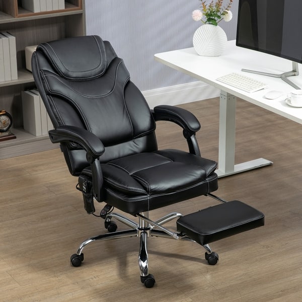 Vinsetto Massage Office Chair PU Leather Computer Chair w/ Tilt Function Black
