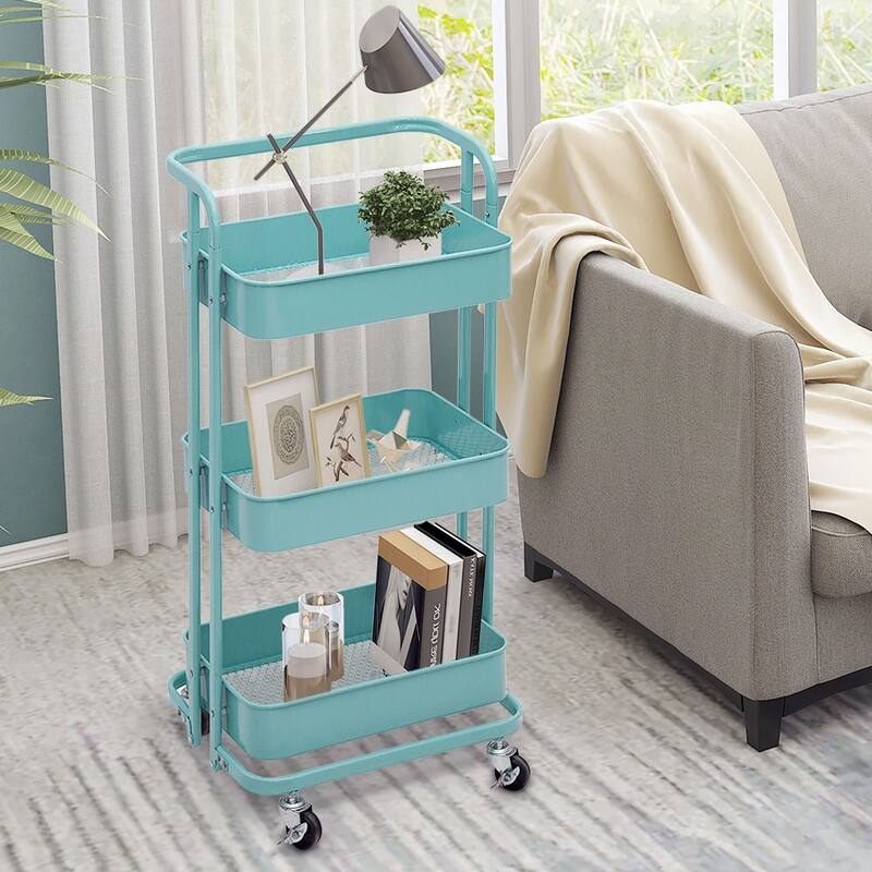 3 Tier Foldable Rolling Utility Cart