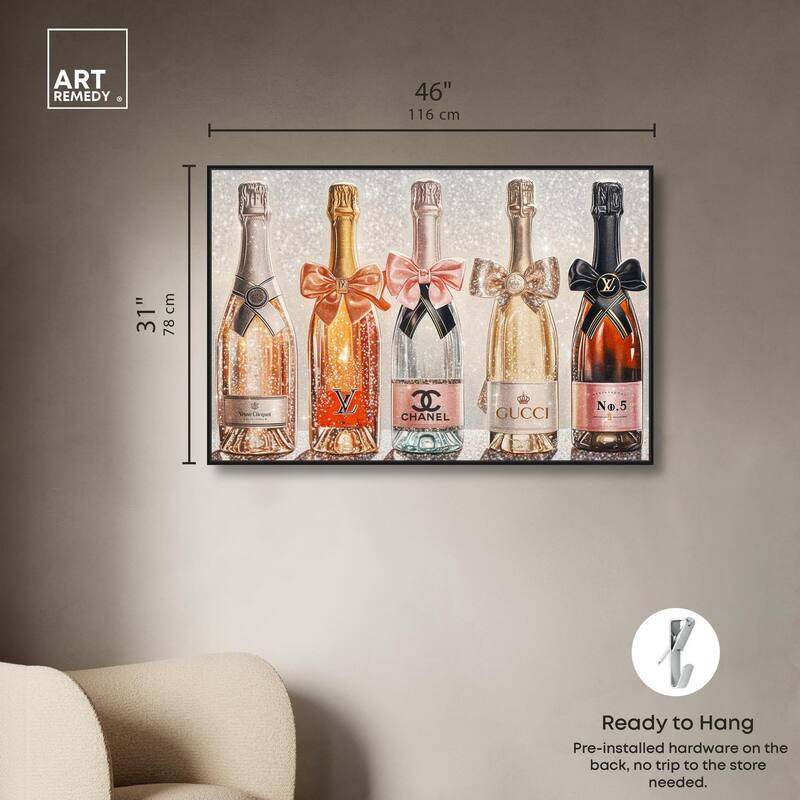 Champagne Bottles Glitz Canvas by Art Remedy