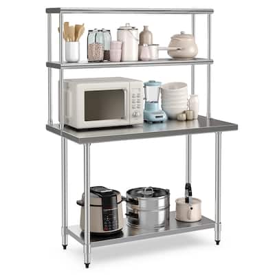 Costway Stainless Steel Table with Overshelves, 48'' X 24'' Work Table - See Details