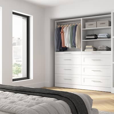 Bestar Florence 71W x 16D Closet System with Drawers, Shaker