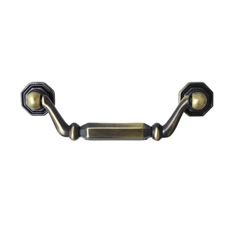 Utopia Alley Suffolk Pull Handle - Decorative Cabinet Drop Pull Handles for Cabinets, Antique Brass, 3.8" Center to Center