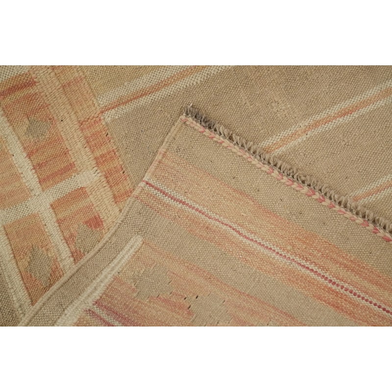 Hand Woven Oriental 100% Wool Carpet Southwestern Tribal Oranges & Rust Kilim Runner Rug - 11' 9'' X 2' 6''