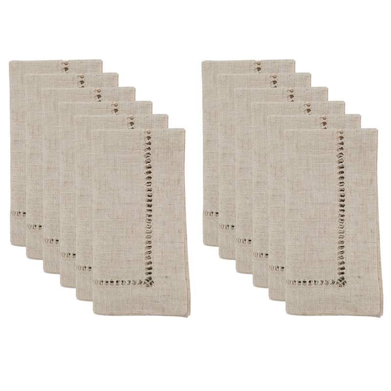 Decorative Napkins (Set of 12) - Stitched Border Detail for Dining and Entertaining