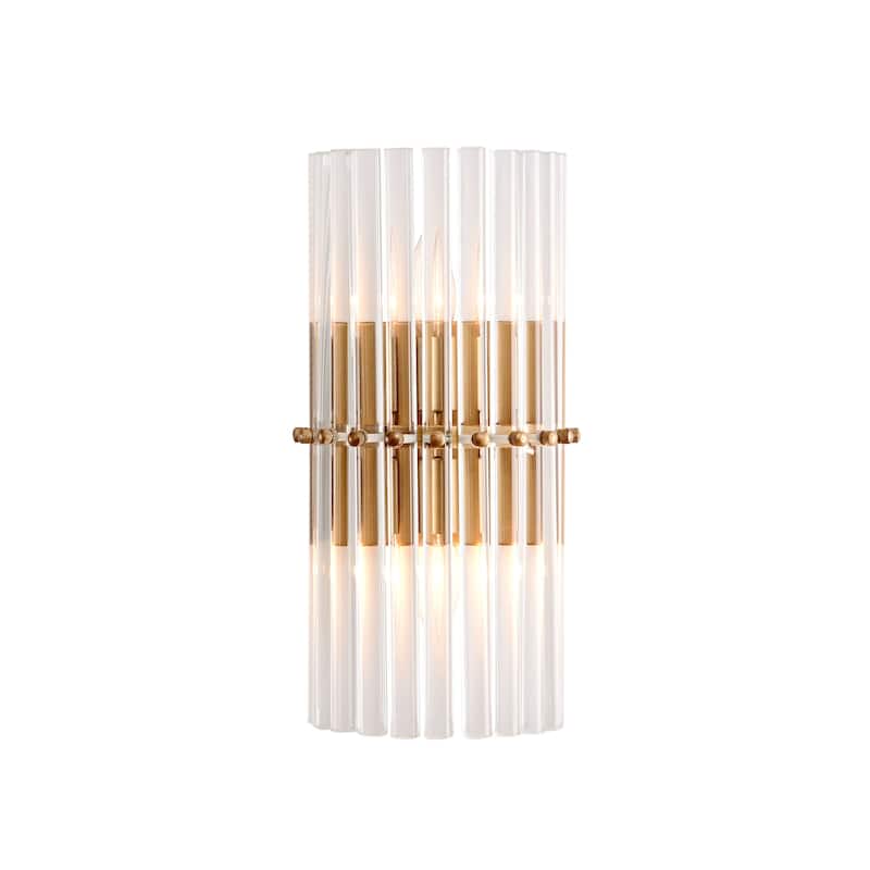 Casandra 2-Light Solid Crystal Glass Bars Mini Wall Sconce - Brushed Brass
