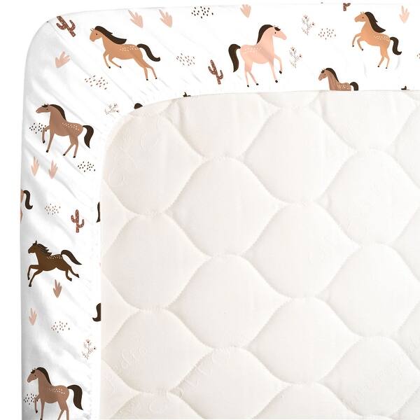slide 2 of 3, NoJo Desert Sunset Horse Crib Sheet