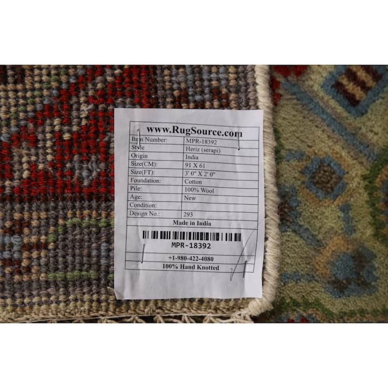 Geometric Kazak Indian Accent Rug Hand-Knotted Wool Carpet - 2'0" x 3'0"