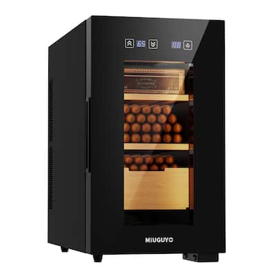 Elegant Black Thermostatic Cigar Humidor: Spanish Cedar Interior and Advanced Humidity Management