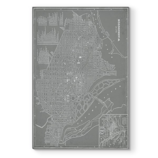 slide 2 of 10, City Map of Washington D.C.-Premium Gallery Wrapped Canvas